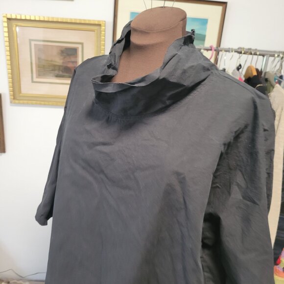 Vintage 90's Oversized Skif Black Cowl Neck Cotton Top - Picture 7 of 10